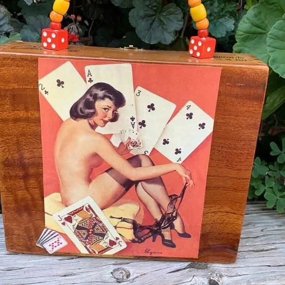 Vintage pinup girl rockabilly cigarbox purse - Picture 12 of 12